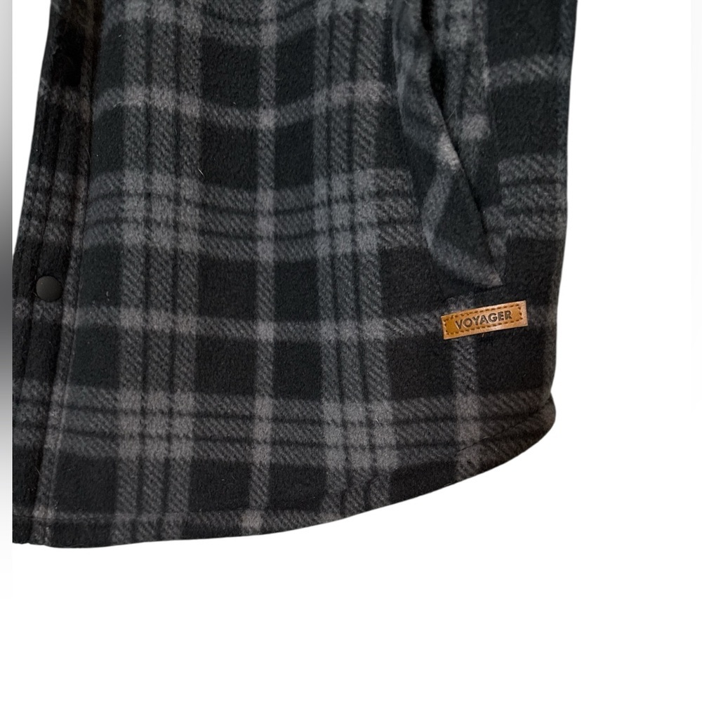 Voyager Fleece Lined Plaid Jacket Shacket Men’s Medium Black Gray Snap Front NWT - Picture 7 of 9
